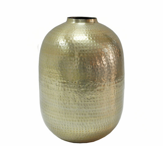 Σφυρήλατο βάζο αλουμινίου, ματ χρυσό 28x45cm