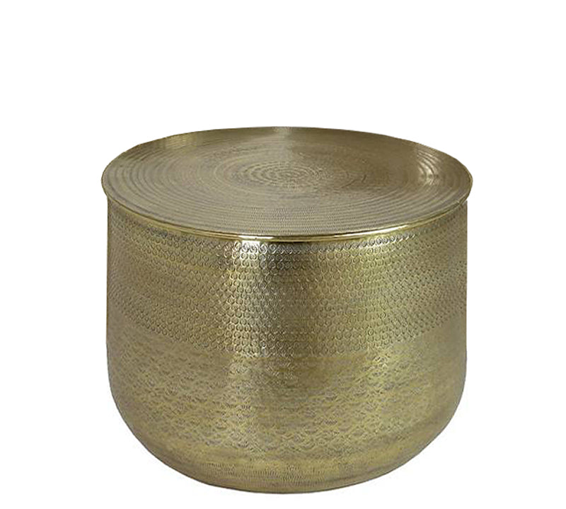 Σφυρήλατο side table αλουμίνο, χρυσό,57x45cm