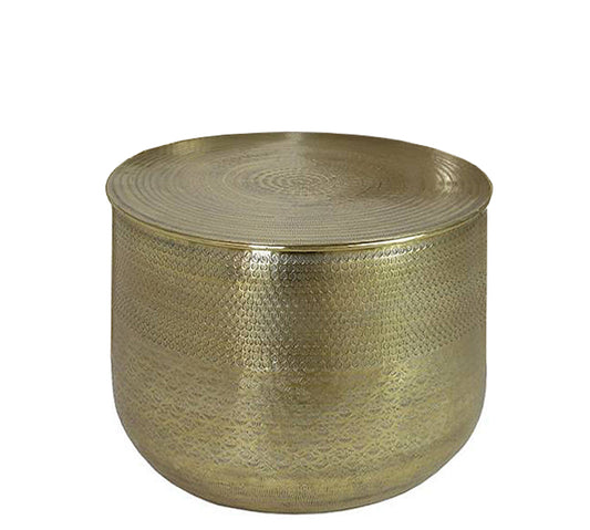 Σφυρήλατο side table αλουμίνο, χρυσό,57x45cm