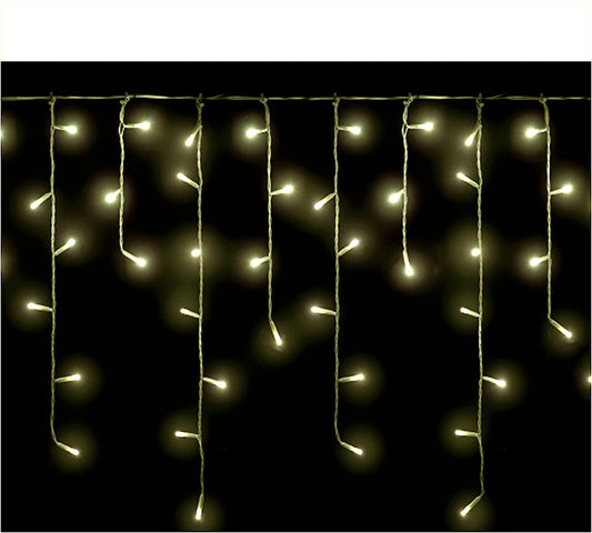 144Led-(IP44). Επεκτεινόμενη κουρτίνα, Extra θερμό λευκό/διάφανο καλώδιο 3μ.