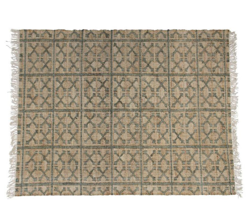 Χαλί γιούτα με τετράγωνα print, 160x230cm