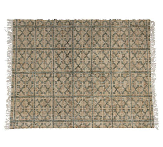 Χαλί γιούτα με τετράγωνα print, 160x230cm