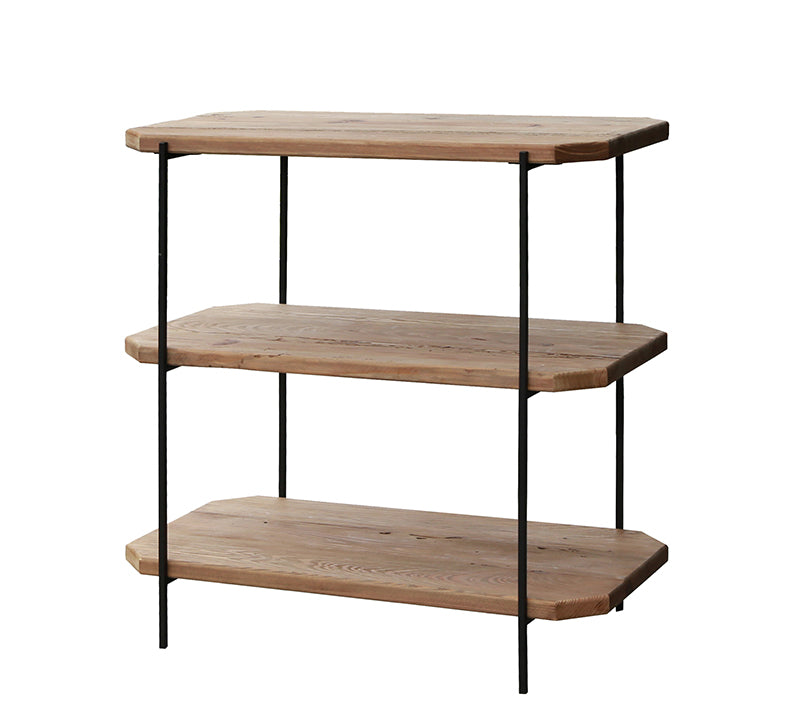 Ραφιέρα με μασίφ ξύλινα ράφια & μεταλ. βάση,80x42x81cm
