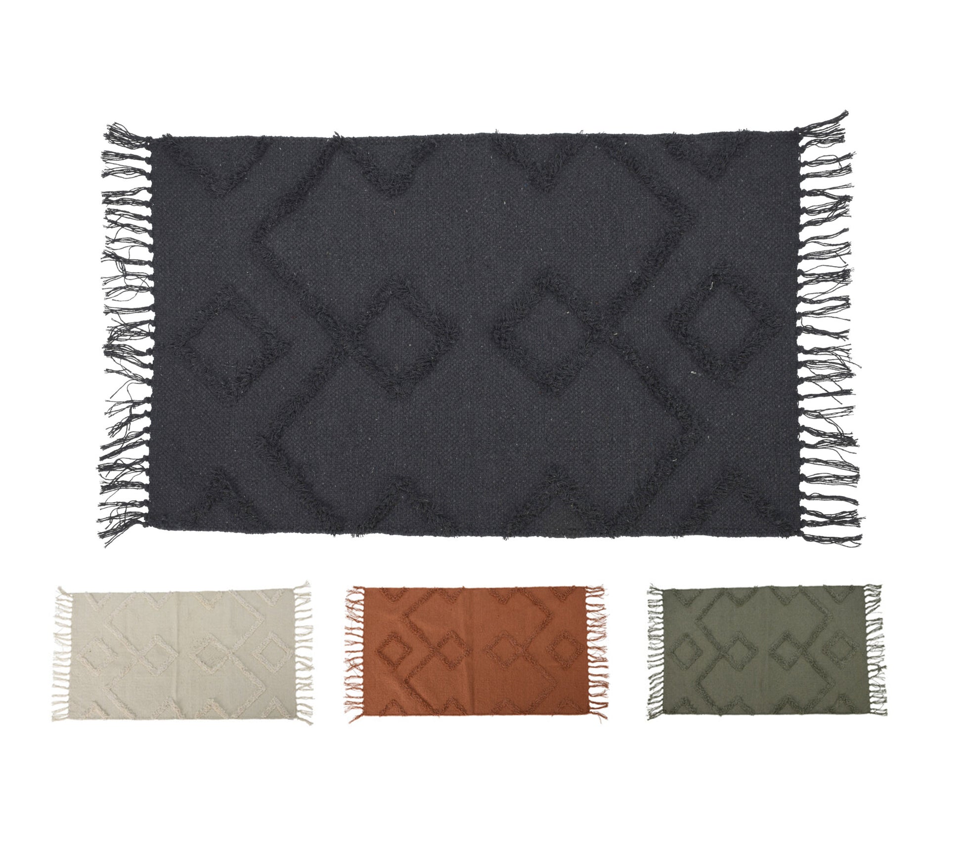 Χαλάκι cotton με ανάγλυφο σχδ.,σε 4 χρώματα,60x90cm