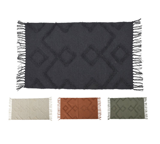 Χαλάκι cotton με ανάγλυφο σχδ.,σε 4 χρώματα,60x90cm