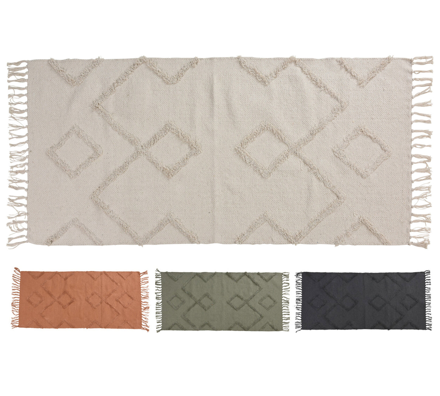 Χαλί cotton με ανάγλυφο σχδ.,σε 4 χρώματα,140x70cm