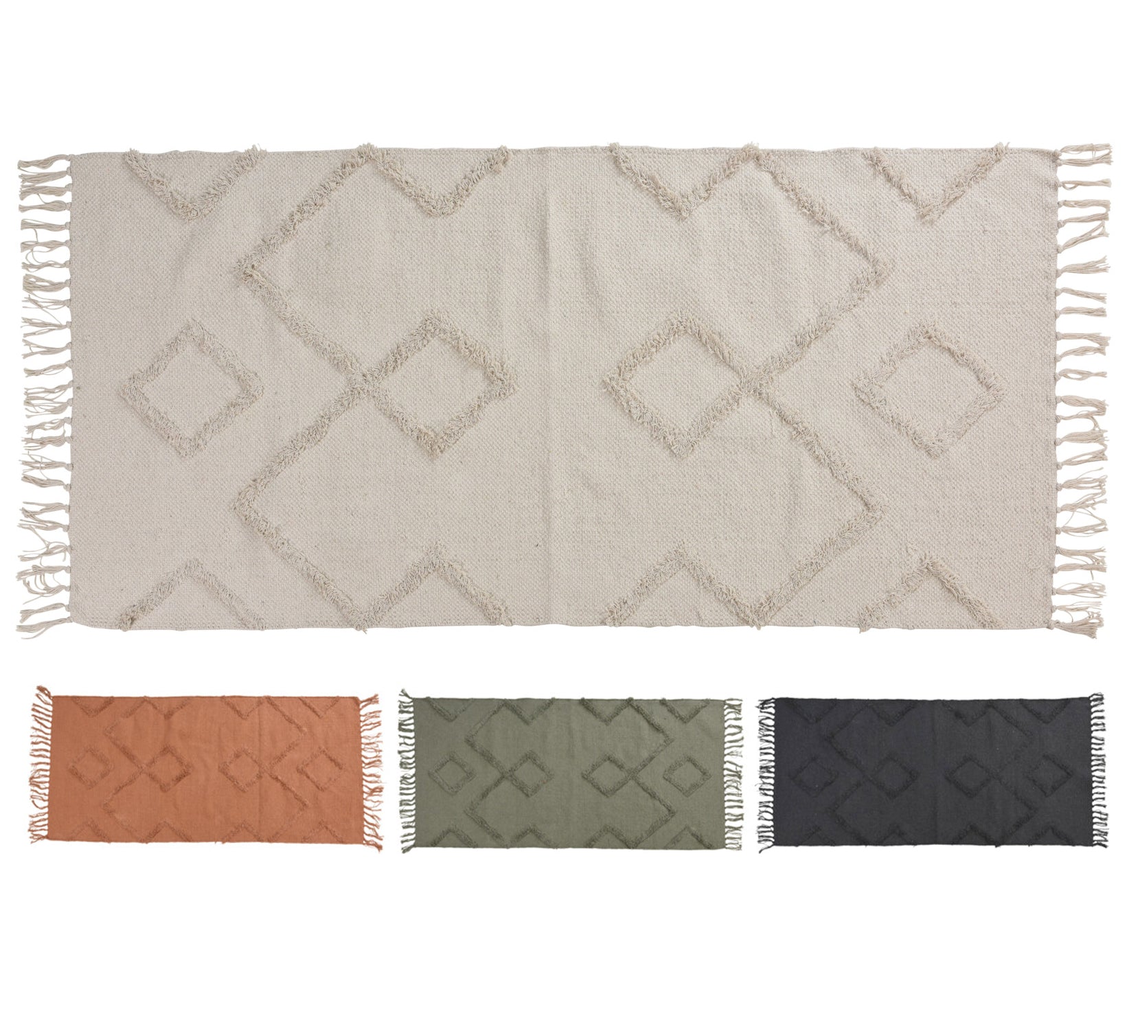 Χαλί cotton με ανάγλυφο σχδ.,σε 4 χρώματα,140x70cm