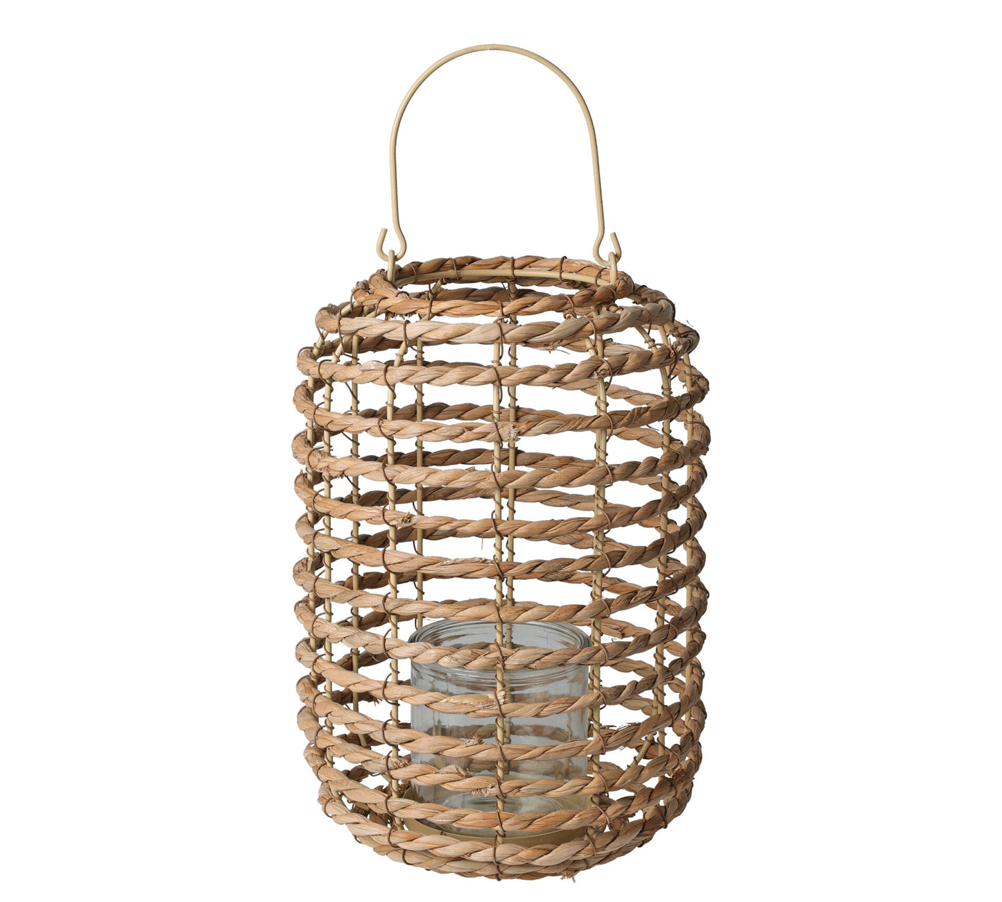 Φανάρι κεριού μεταλ/κο με επένδυση Seagrass, 22x31cm