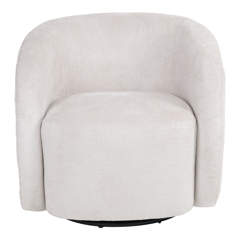 Πολυθρόνα Barrelo pakoworld περιστρεφόμενη με κρεμ ύφασμα 77x72x69εκ