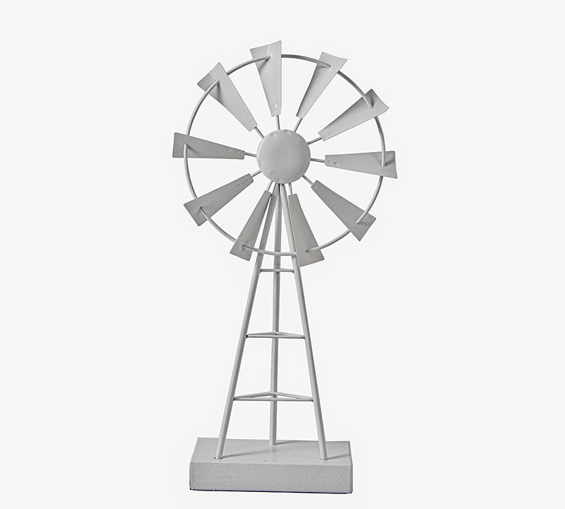 Vintage μεταλλικός ανεμόμυλος λευκό χρ.,50cm