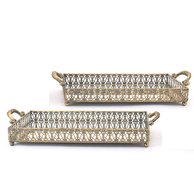 Σετ/2 παραλ/μοι δίσκοι σερβίς με καθρέπτη 48,5/53,5cm