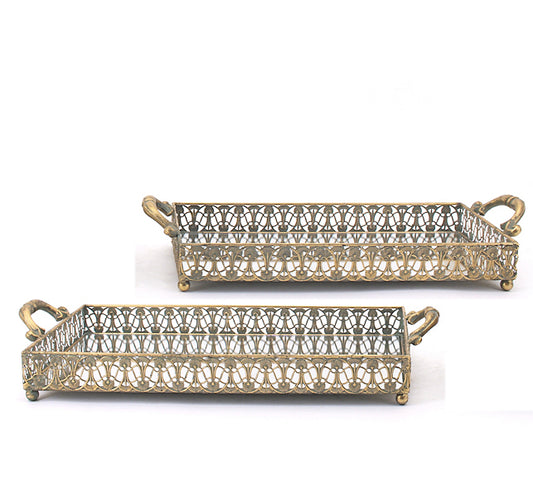 Σετ/2 παραλ/μοι δίσκοι σερβίς με καθρέπτη 48,5/53,5cm