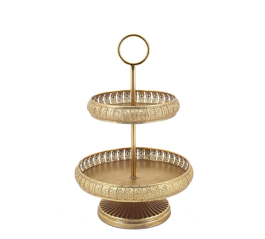 Μεταλλική 2πλή εταζέρα σε χρυσό χρ. 33x50,5cm