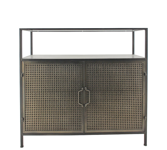 Μεταλλικό ερμάριο,2πορτες & ράφι,γυάλινο καπάκι 90x85cm