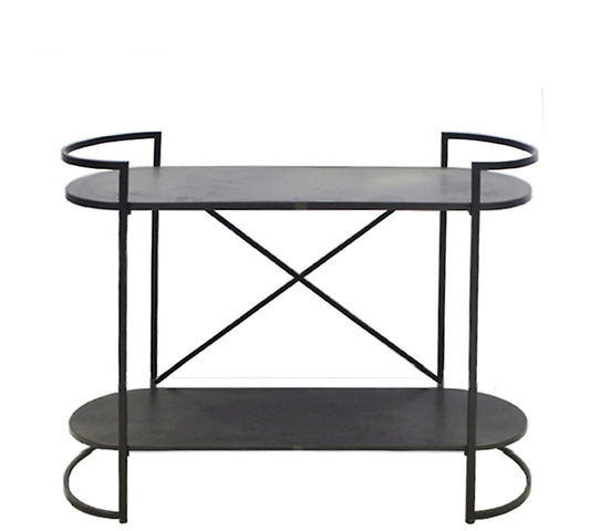 Οβάλ μεταλλική κονσόλα με 2 ράφια 122x94cm