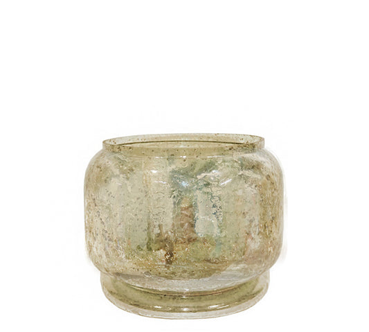 Δοχείο φυσητό γυαλί με ειδική υάλωση χρυσό,22x18cm