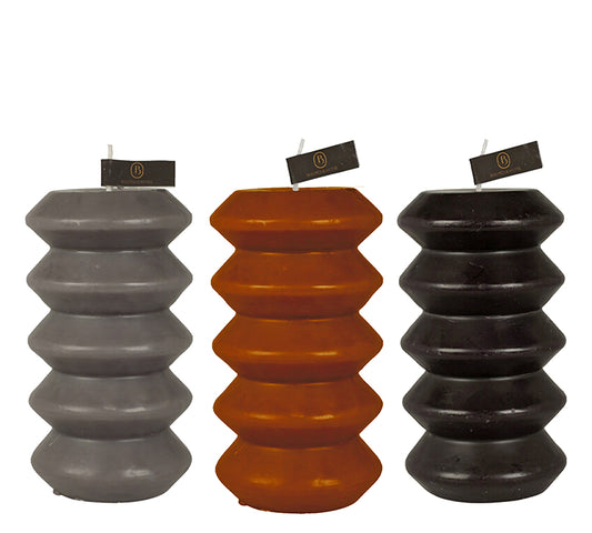 Κερί Zic-Zac σε καφέ/μαύρο/γκρι, 7.5x14cm