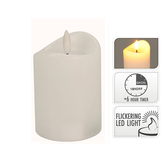 Κερί LED με timer σε λευκό χρ., 7.5x10cm