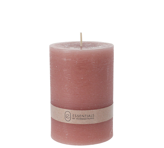 Κερί κορμός 7x10cm, ρουστίκ, ροζ