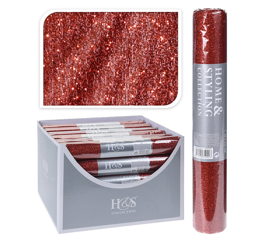 Ύφασμα οργάνζα σε κόκκινο glitter,28x250cm