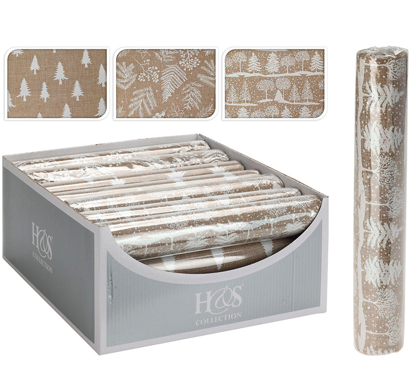 Ύφασμα γιούτα με λευκό print, 3σχδ.,28x270cm