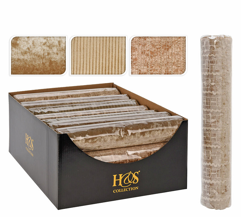 Ύφασμα βελούδο καφέ 3σχ.(ριγέ,πλεκτό,plush),28x150cm