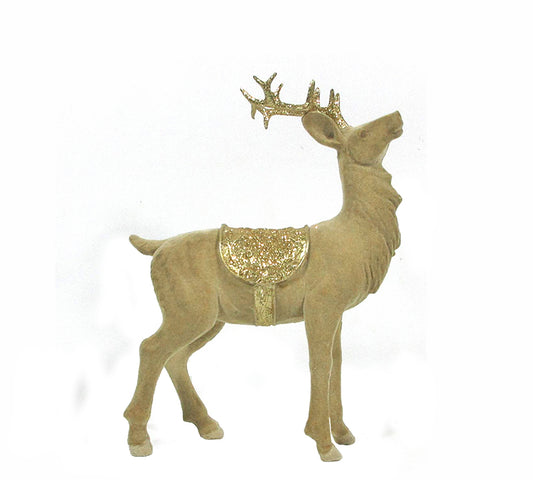 Όρθιο ελάφι με περίτεχνη σέλα, βελουτέ χρυσό 25.5cm