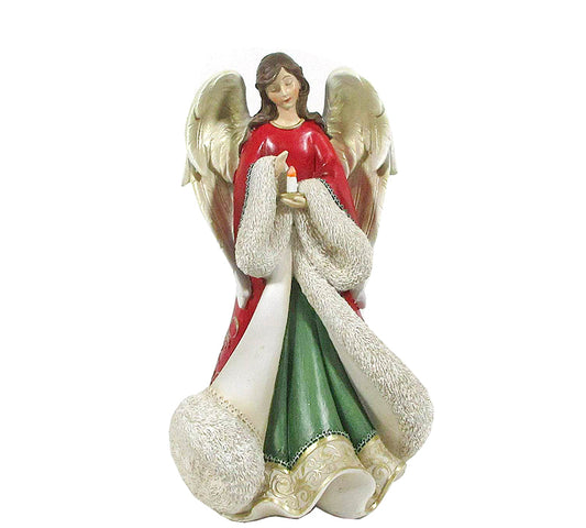 Άγγελος με κερί σε κόκκινο/πράσινο 29.5cm