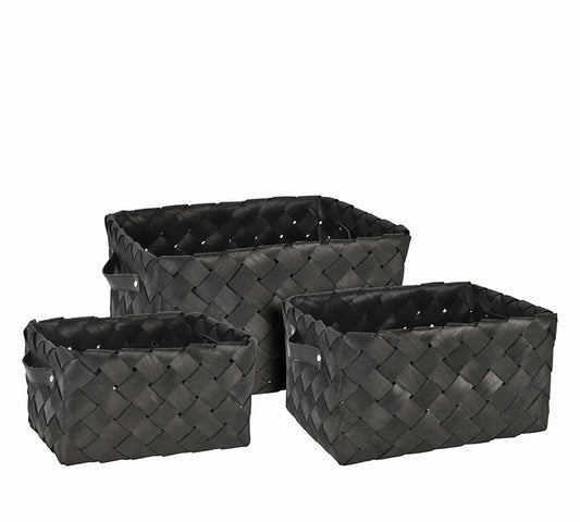 Σετ 3τεμ. Καλάθια από chiips ξύλου, μαύρο χρ.