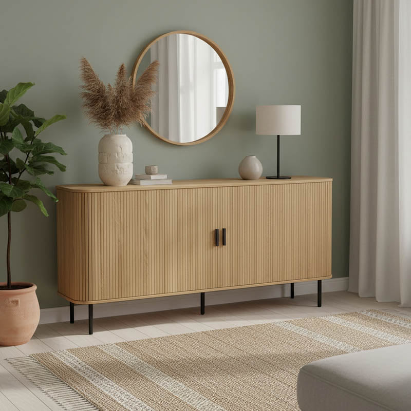 Μπουφές Scandi pakoworld MDF φυσικό με μεταλλικά μαύρα πόδια 170x45x80εκ