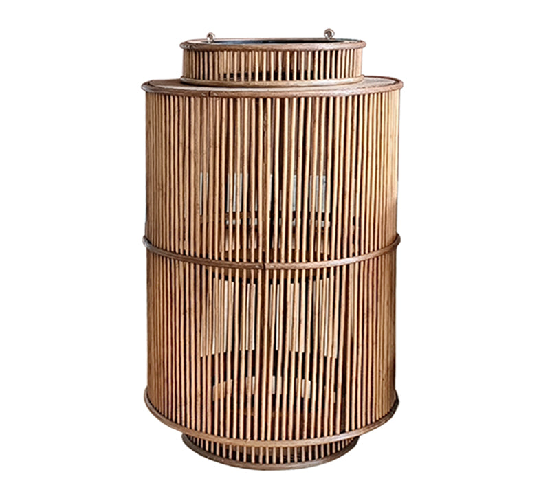 Φανάρι Rattan με δερμάτινη λαβή,29x51cm