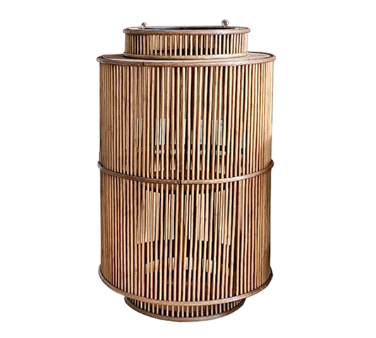 Φανάρι Rattan με δερμάτινη λαβή,29x51cm