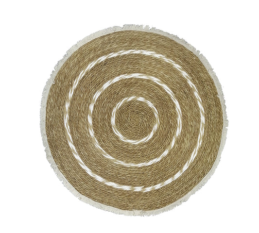 Στρογγυλό ψαθινο χαλί με κρόσσια,δ.100cm