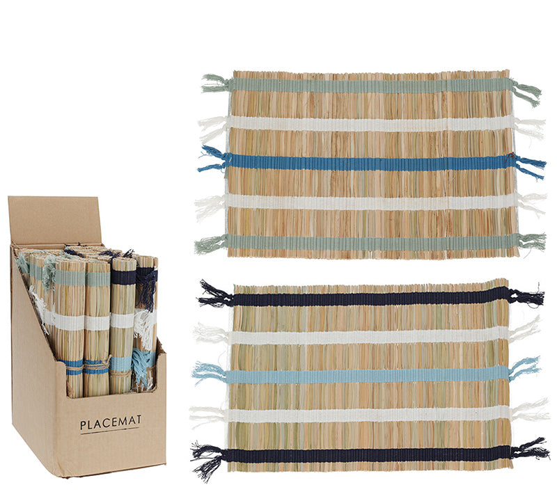 Ψάθινο σουπλά με χρωματιστέςς ρίγες και κρόσσια 35x45cm