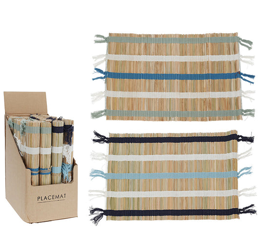 Ψάθινο σουπλά με χρωματιστέςς ρίγες και κρόσσια 35x45cm