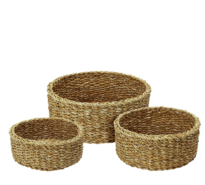 Στρογγυλό καλάθι από λυγαριά σετ 3τεμ.,20/25/30cm