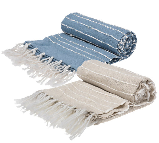 Ριχτάρι cotton με κρόσσι, σε 2 χρ.130x70cm