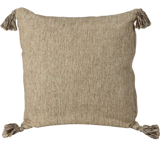 Μαξιλάρι cotton σχ.ψαροκόκκαλο,, φουντίτσες καφέ,45cm