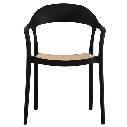 Πολυθρόνα Ember στοιβαζόμενη pakoworld με UV protection PP μπεζ-μαύρο 52.5x56.5x81εκ.