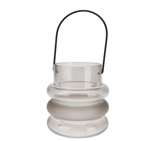 Γυάλινο φανάρι με χερούλι σε φυμέ χρ.,15cm