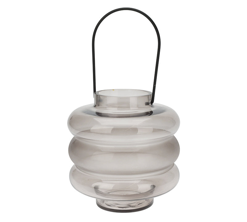 Γυάλινο φανάρι με χερούλι σε φυμέ χρ.,20cm