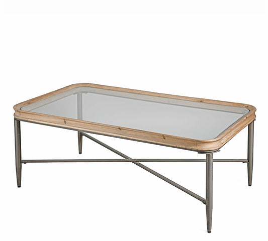 Coffee table με γυάλινο καπάκι 122cm