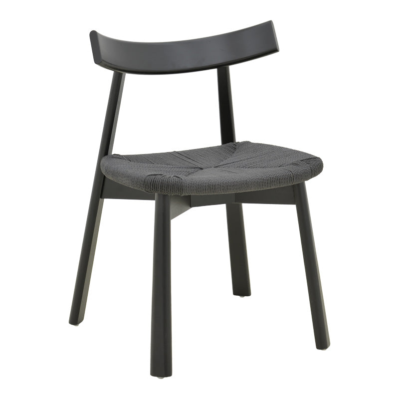 Καρέκλα Clareta pakoworld rubberwood-σχοινί σε μαύρη απόχρωση 53x55x79εκ
