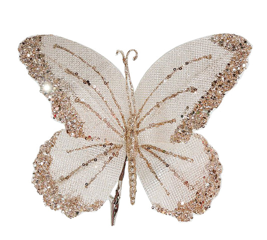 Butterfly w/clip Rose/Gold,28x18cm