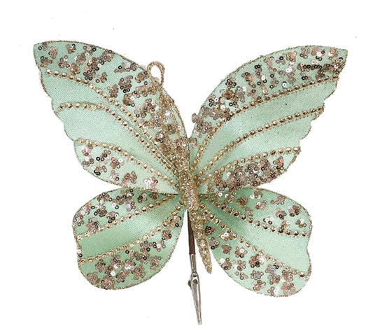 Butterfly w/clip Slate Green,20x15cm