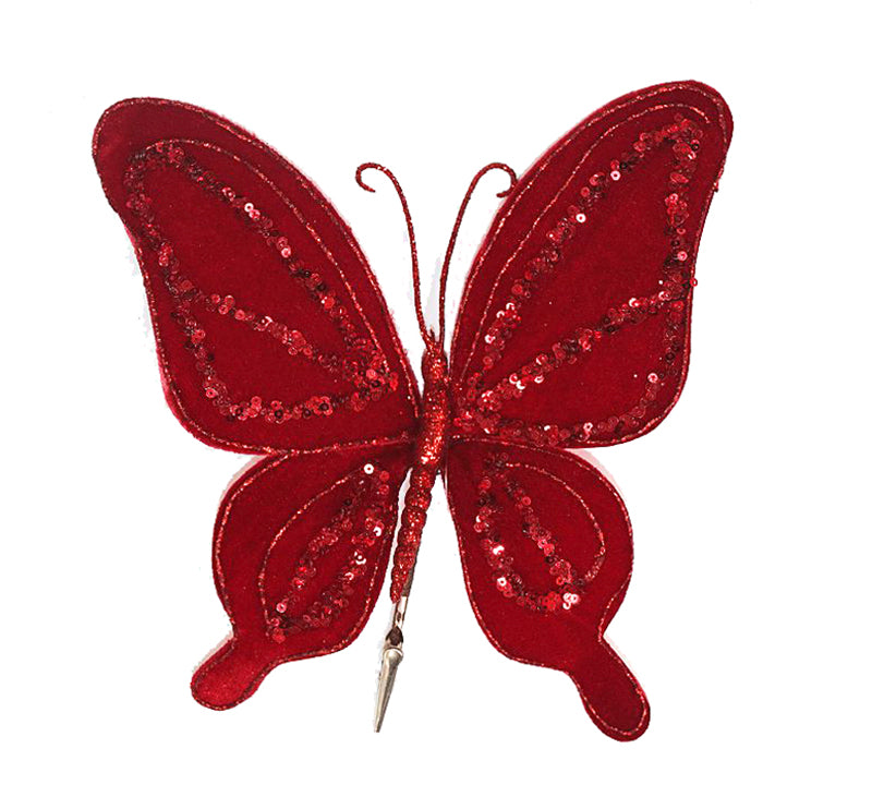 Butterfly w/clip Red,20x22cm