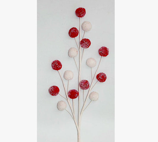 Ball deco spray White Red, 53cm