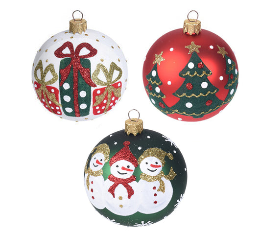 Γυάλινη μπάλλα φυσητή με χειροποίητο decor,10cm