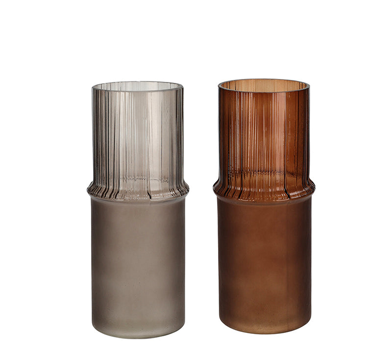 Γυάλινο βάζο σωληνας σε 2 θερμά χρ.,25cm