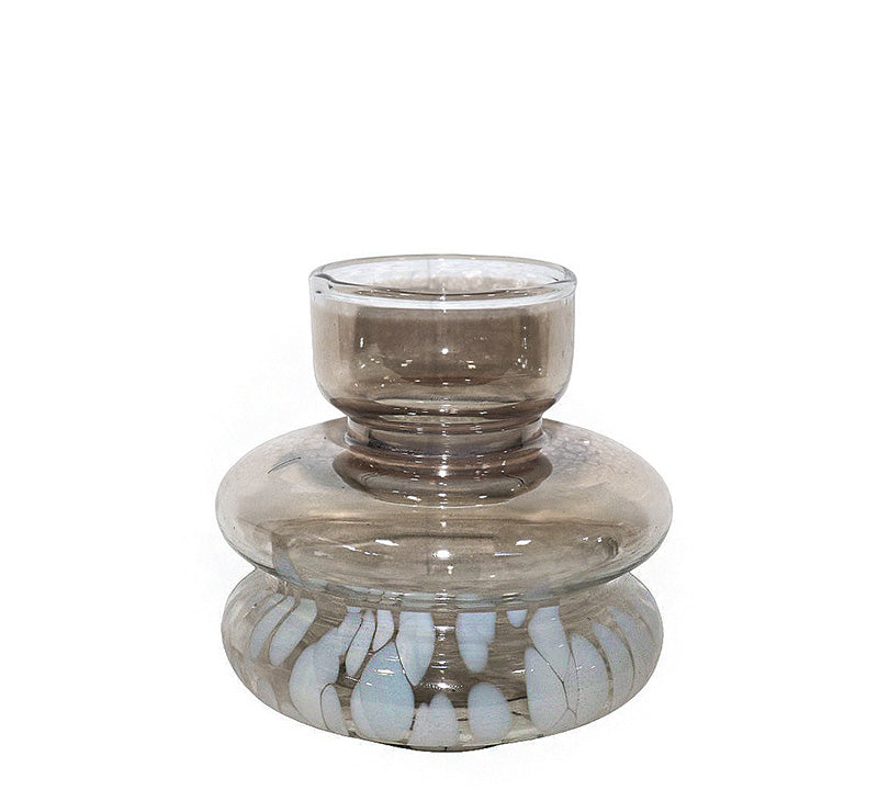 Βάζο "Drops" φυσητό γυαλί διάφ/λευκό 14x10cm